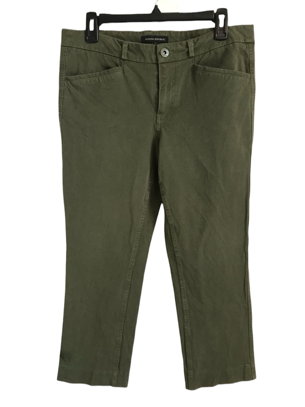 🔴 4/$15 BR Banana Republic Women’s 6 Olive Green Twill Straight Crop Pants EUC